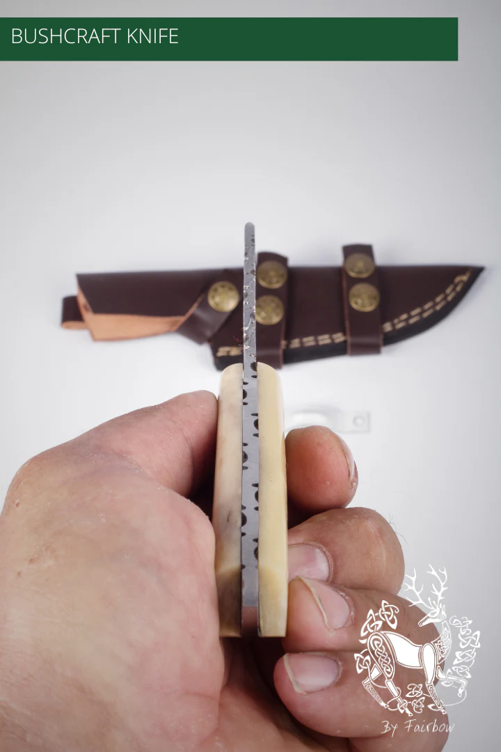 DAMAST KNIFE WITH BONE HANDLE (3 pins) - Image 3