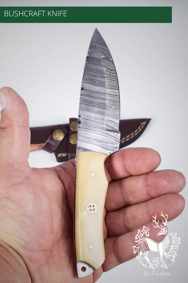DAMAST KNIFE WITH BONE HANDLE (3 pins) - Image 4
