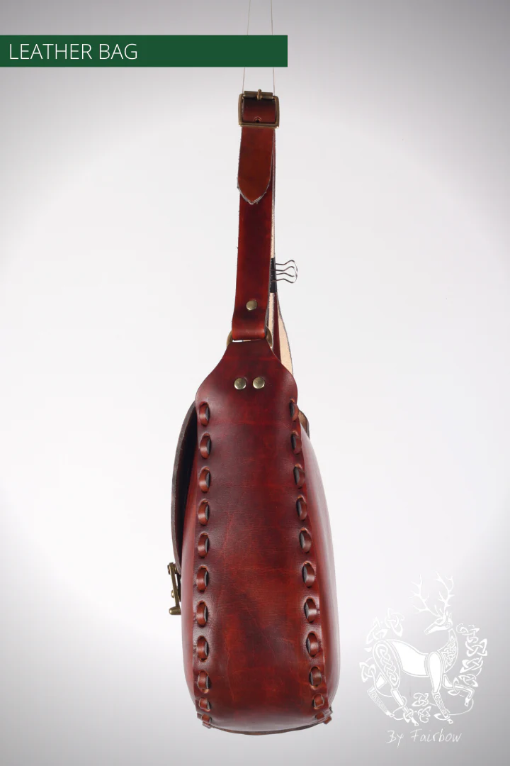 HANDCARVED LEATHER BAG WITH CELTIC CIRCLE DESIGN - Image 5