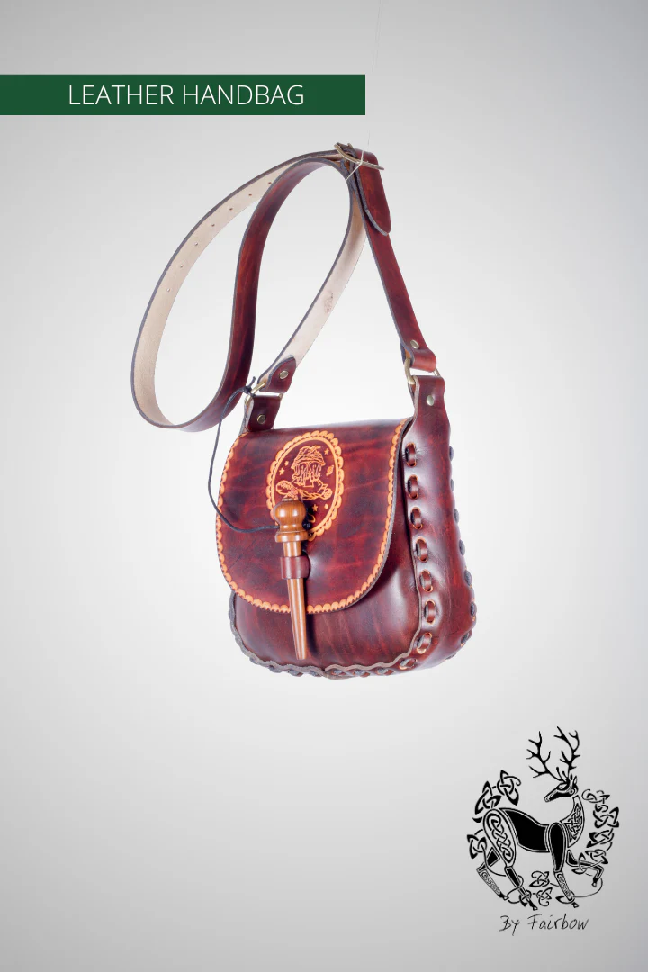 HANDCARVED LEATHER BAG WITH CELTIC DESIGN - Image 3