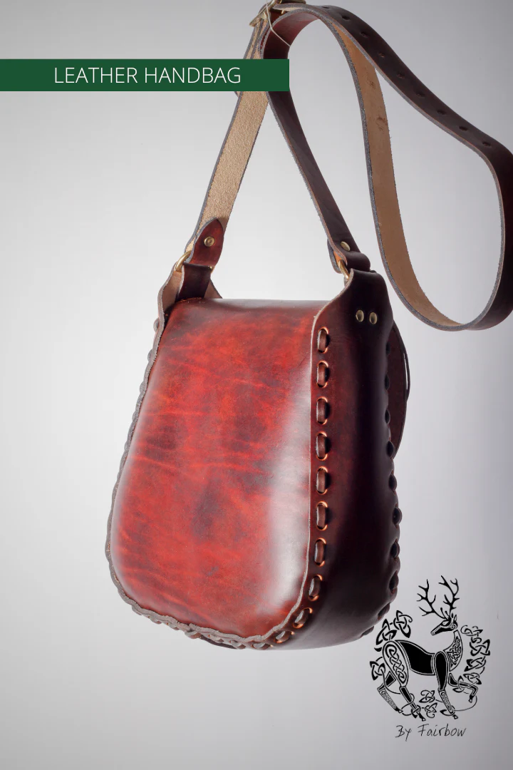 HANDCARVED LEATHER BAG WITH CELTIC DESIGN (Dragonfly) - Image 3