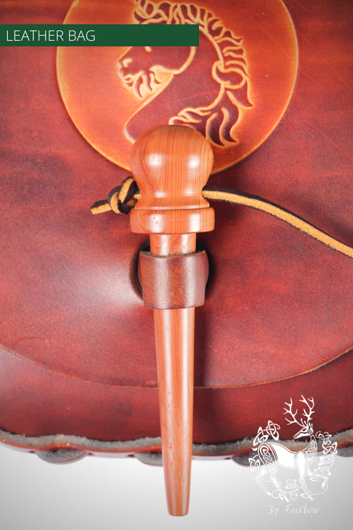 HANDCARVED LEATHER BAG WITH CELTIC UNICORN DESIGN - Image 3