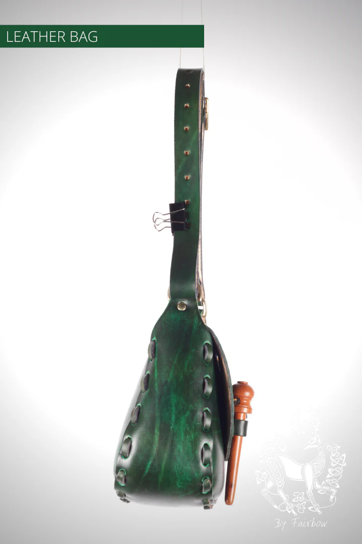 HANDCARVED LEATHER BAG WITH GREEN MAN DESIGN - Image 3