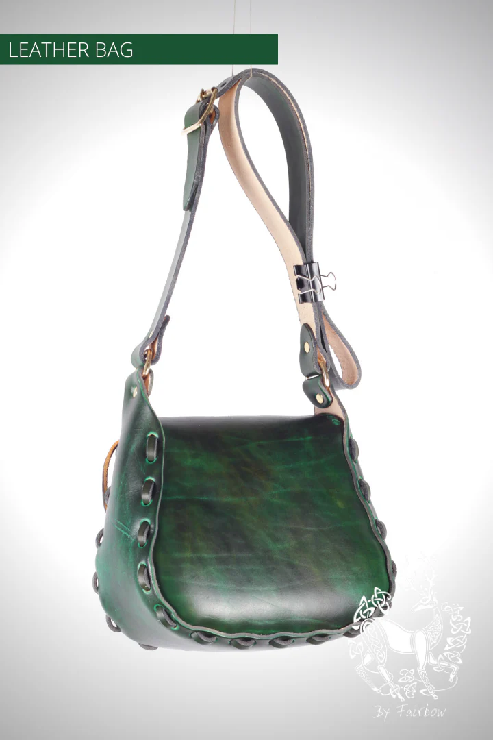 HANDCARVED LEATHER BAG WITH GREEN MAN DESIGN - Image 5