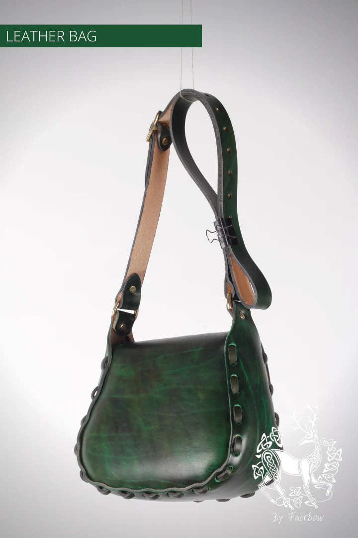 HANDCARVED LEATHER BAG WITH GREEN MAN DESIGN - Image 6