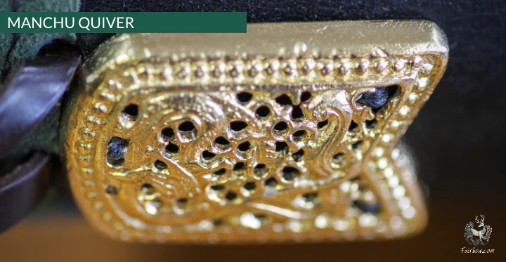 MANCHU QUIVER, THICK SADDLER QUALITY LEATHER, HANDMADE, ORNAMENTED GREEN - Image 10