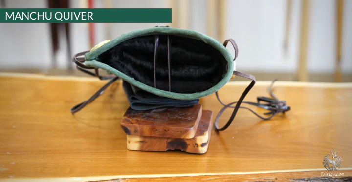 MANCHU QUIVER, THICK SADDLER QUALITY LEATHER, HANDMADE, ORNAMENTED GREEN - Image 4