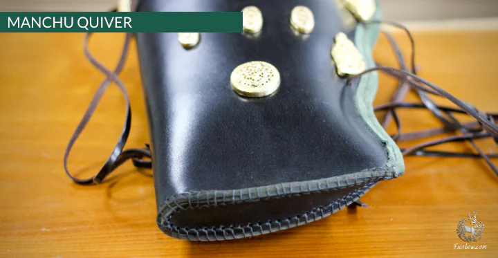 MANCHU QUIVER, THICK SADDLER QUALITY LEATHER, HANDMADE, ORNAMENTED GREEN - Image 6