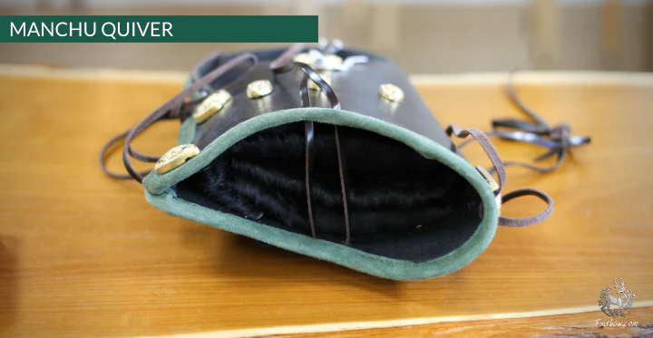MANCHU QUIVER, THICK SADDLER QUALITY LEATHER, HANDMADE, ORNAMENTED GREEN - Image 7