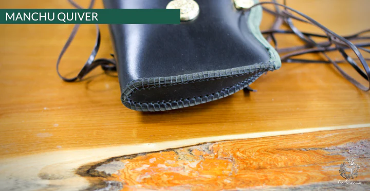 MANCHU QUIVER, THICK SADDLER QUALITY LEATHER, HANDMADE, ORNAMENTED GREEN - Image 8
