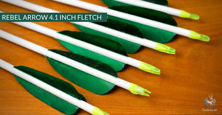 REBEL ARROWS, 4.1 INCH OR 6.2 INCH HIGH PARABOLIC FEATHERS WOODEN SHAFT PLASTIC NOCK SET OF 6 - Image 5